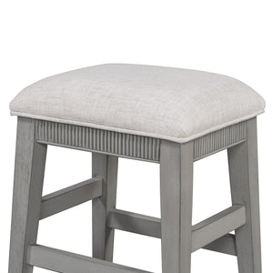 English Elm TREXM Retro 4-Piece Space-Saving Bar Table Set with 3 Stools, USB Power Strip, Storage Drawers LIGHT GREY ST000145AAE