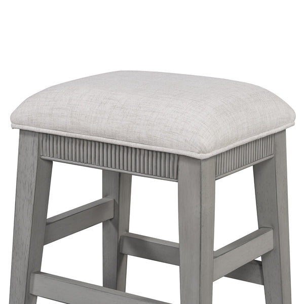 English Elm TREXM Retro 4-Piece Space-Saving Bar Table Set with 3 Stools, USB Power Strip, Storage Drawers LIGHT GREY ST000145AAE