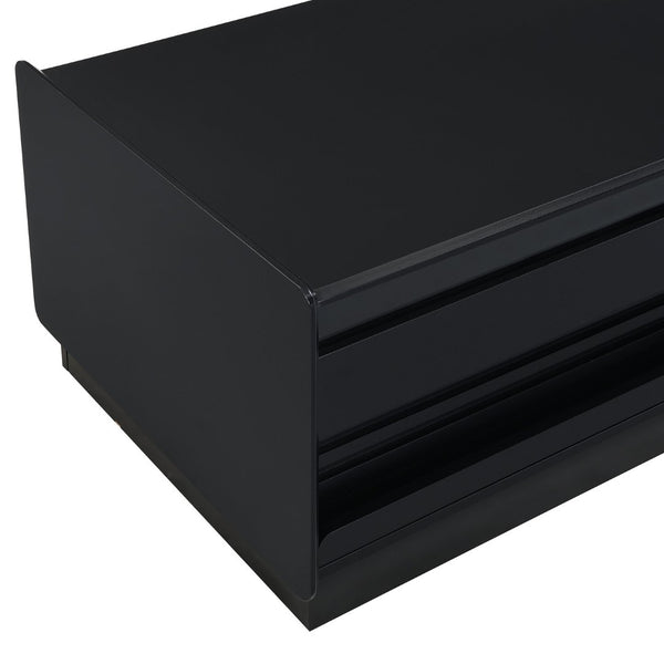 English Elm U-Can Vintage-Inspired Rectangle Coffee Table With 4 Drawers & 2 Shelves, Stylish Glass Accents N724P286421B-GIGA