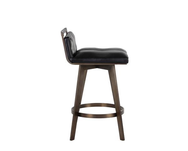 Sunpan Arizona Swivel Barstool - Stylish Art Deco Design with Antique Brass Finish and 360-Degree Comfort Castillo Black