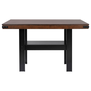 English Elm Walden Industrial Counter Height Dining Set Seats Six with Upholstered Chairs Mango Oak B062S01634