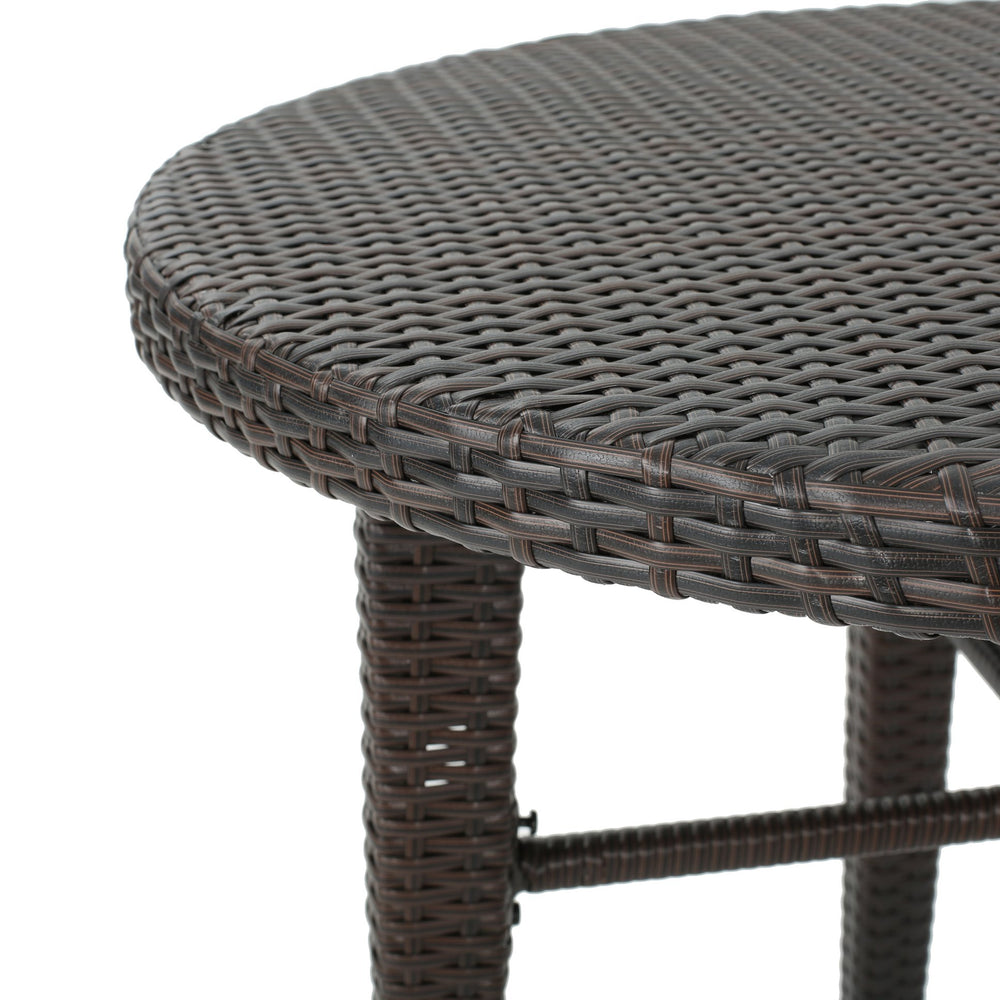 English Elm Christopher Knight Home® - Rattan Round Bar Table Brown Multi – All-Weather Wicker Outdoor Patio Bistro Table with Iron Frame 61428.00MBRN