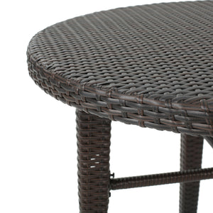 English Elm Christopher Knight Home® - Rattan Round Bar Table Brown Multi – All-Weather Wicker Outdoor Patio Bistro Table with Iron Frame 61428.00MBRN