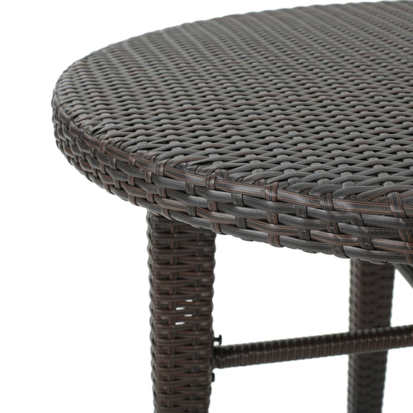 English Elm Christopher Knight Home® - Rattan Round Bar Table Brown Multi – All-Weather Wicker Outdoor Patio Bistro Table with Iron Frame 61428.00MBRN