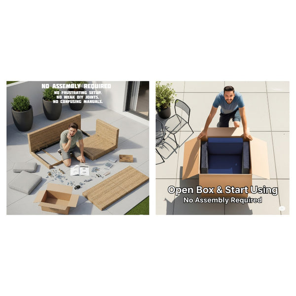 English Elm Fully Assembled Hdpe Wicker 4-Person Outdoor Lounge Set With Plush Cushions & Modular Design B120S00187