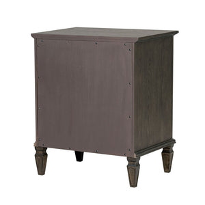 English Elm Victoria Aged Oak Nightstand with Solid Wood Legs, Wire-Brushed Veneer, Drawer & Open Shelf Brown 27.25 L x 22.75 W x 27.25 H B035P341166