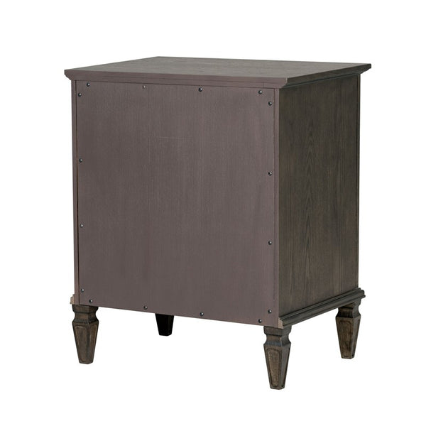 English Elm Victoria Aged Oak Nightstand with Solid Wood Legs, Wire-Brushed Veneer, Drawer & Open Shelf Brown 27.25 L x 22.75 W x 27.25 H B035P341166