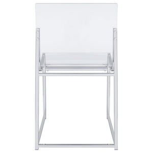 English Elm Hartsell Clear Acrylic Sled Base Dining Chairs Glam Chrome Set for Modern Rooms B062P440064