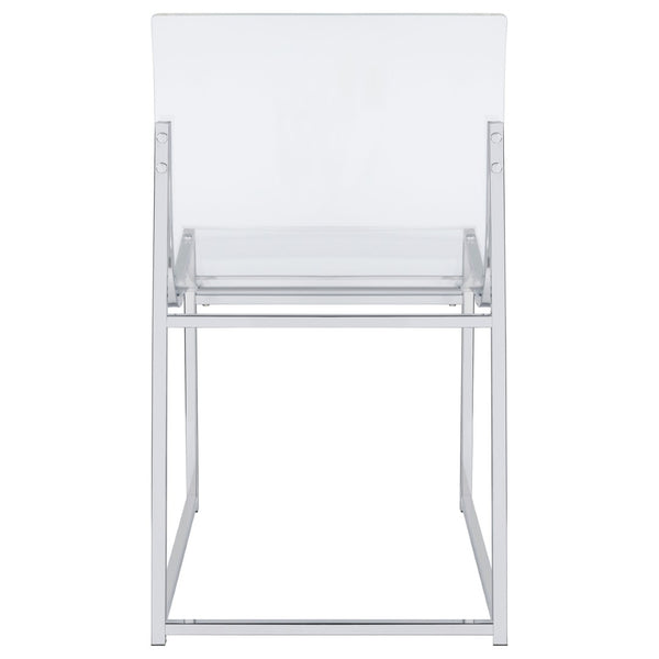 English Elm Hartsell Clear Acrylic Sled Base Dining Chairs Glam Chrome Set for Modern Rooms B062P440064