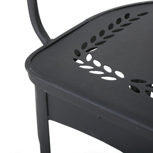 English Elm Christopher Knight Home® - LOURDES 3 PC KD METAL SET Bistro Patio 3-Piece Cast Iron Table & 2 Stackable Cafe Chairs, Weatherproof Elegance Black 56559.00BLK