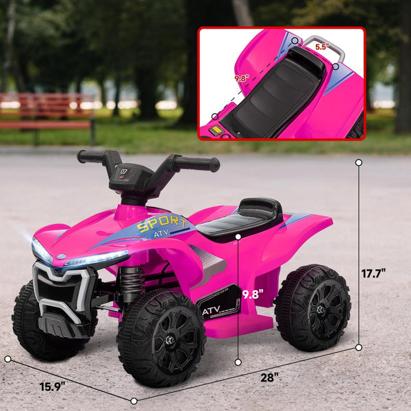 English Elm Qaba 6v Battery Powered Kids Atv Ride on Four Wheeler with Music Ages 2 to 6 Pink W2225P249798