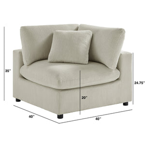 English Elm Chelsea Corner Wedge - Plush Beige Corduroy Chair For Stylish Living Rooms & Cozy Reading Nooks B050P401999