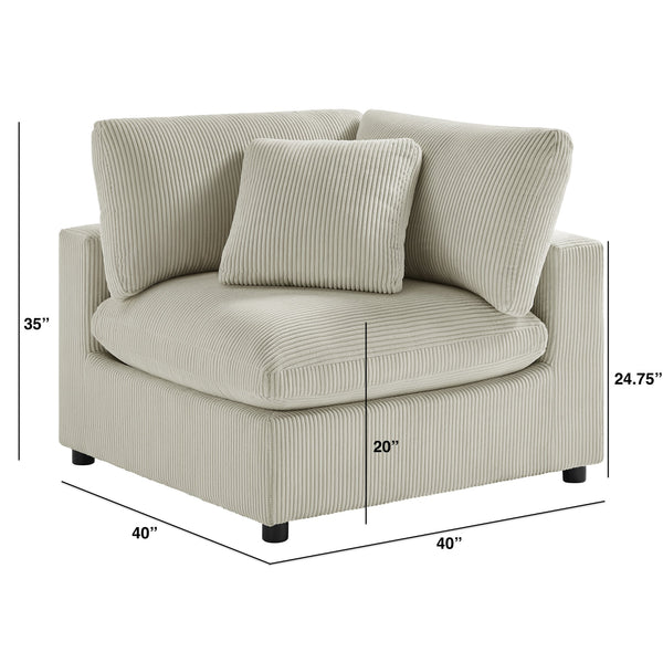 English Elm Chelsea Corner Wedge - Plush Beige Corduroy Chair For Stylish Living Rooms & Cozy Reading Nooks B050P401999