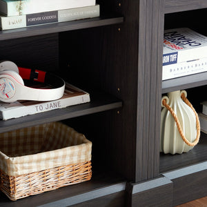 English Elm Media Console Large Grey TV Stand for 65" TVs with Ample Storage, 5 Adjustable Shelves & Cable Management W1758P206559