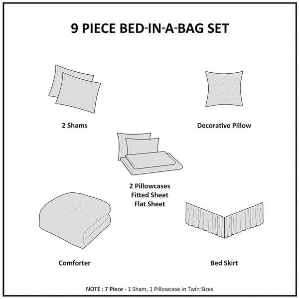 English Elm 9-piece Cal King Watercolor Stripe Comforter Set with Cotton Blend Sheets Included B035P408253