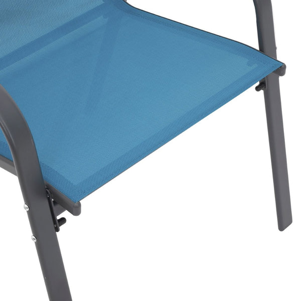 English Elm 8 Piece High Back Outdoor Patio Chairs Stackable Steel Frame Breathable Mesh Seating Set Blue W640P417203