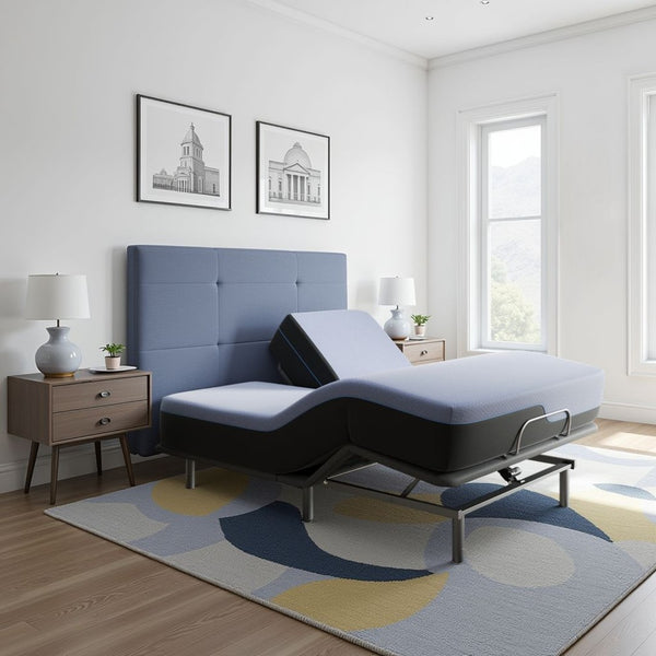 English Elm Refresh Split Flex King Hybrid Mattress Bundle with Adjustable Base Six Layer Foam B210S00004