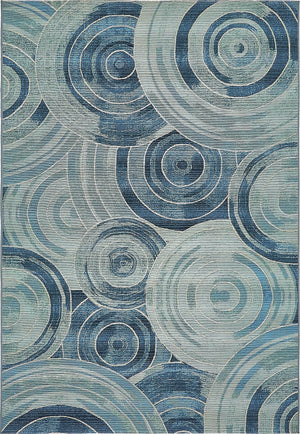 Unique Loom Outdoor Modern Rippling Machine Made Geometric Rug Light Blue, Navy Blue/Blue 5' 3" x 8' 0"