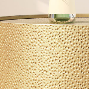 English Elm Christopher Knight Home® - METAL Braeburn Handcrafted Round Coffee Table with Hammered Top and Sturdy Iron Frame, No Assembly Required Gold 65501.00