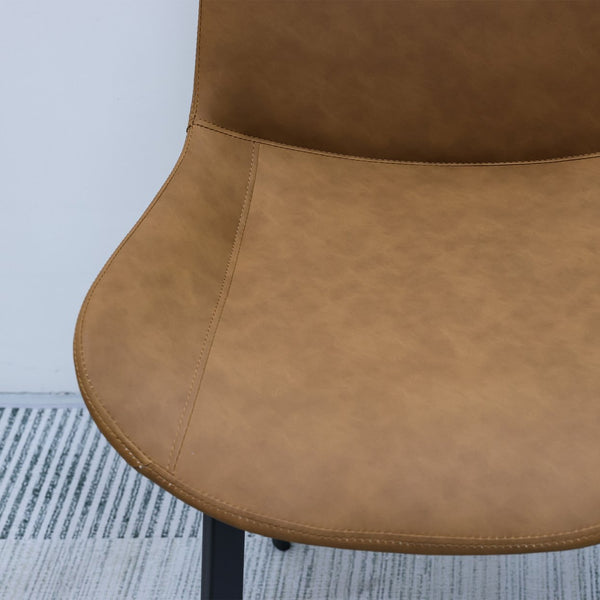 English Elm Brown Pu Leather Dining Chair Set Of 2 With Metal Legs - Modern, Comfortable, And Versatile Seating T3967P389593