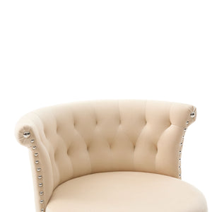 English Elm COOLMORE Velvet Bar Stool with Anti-Slip Large Base, Adjustable 360° Swivel, Plush Foam Comfort Beige W1539P320504