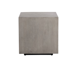 Sunpan Frezco Side Table - Modern Minimalist Design in Solid Mango Wood with Floating Plinth Base Grey