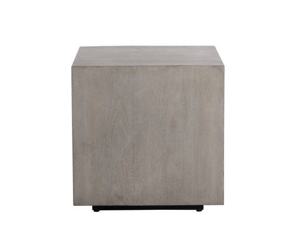 Sunpan Frezco Side Table - Modern Minimalist Design in Solid Mango Wood with Floating Plinth Base Grey