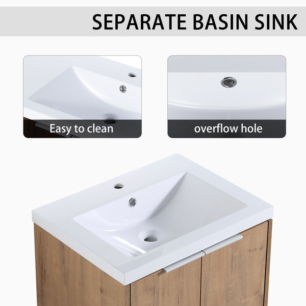 English Elm 36" Wall-Mounted Bathroom Vanity Set With Sink, Side Cabinets, Soft Close Doors & Ample Storage W999S00225