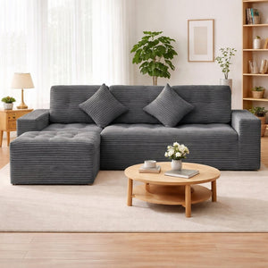 English Elm Modular Cloud Sectional Sofa with Ottoman Plush Velvet Foam Lounge Set W5502S00008