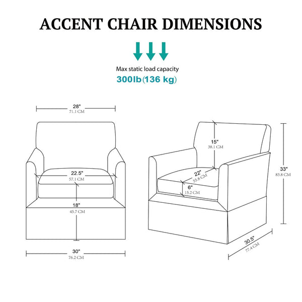 English Elm Accent Armchair Tailored Track Arm Skirted Base Polyester Upholstered Living Room Seat B035P496592