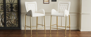 English Elm Christopher Knight Home® - 28.75inch Velvet Counter Height Stool Set of 2 with Tufted Back, Gold Frame & Foam Comfort, 265lb White N762P199823K