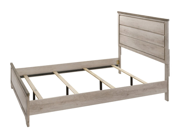 English Elm 1Pc Queen Distressed Brown Cottage Panel Bed - Coastal Charm Meets Rustic Elegance For Your Bedroom B2741S00395