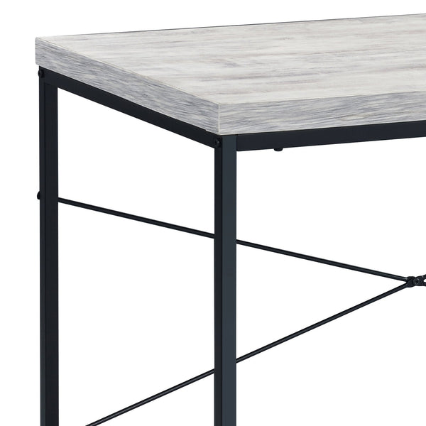 English Elm Antique White And Black Writing Desk: Modern Industrial Charm With Sleek Faux Concrete Finish B062P184539