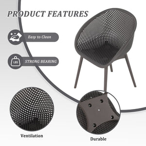 English Elm Summer Outdoor Bistro Set Uv Resistant Polypropylene Slatted Chairs and Round Patio Table Warm Grey,White W3450S00018