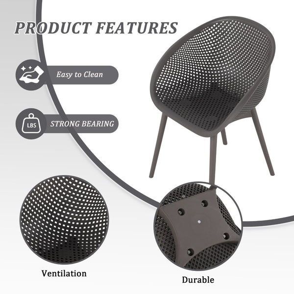 English Elm Summer Outdoor Bistro Set Uv Resistant Polypropylene Slatted Chairs and Round Patio Table Warm Grey,White W3450S00018