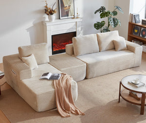 English Elm 104''cloud Modular U-shaped Sectional Plush Corduroy Deep Seat Sofa for Living Room W3975S00028