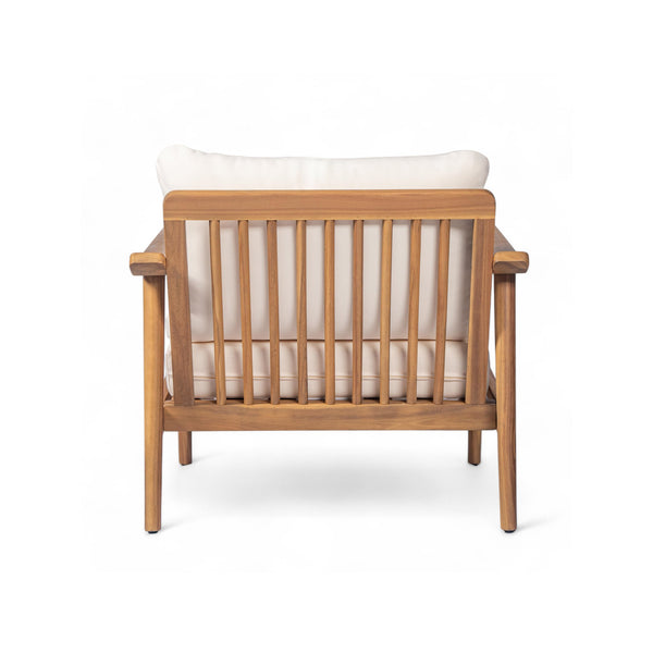 English Elm Christopher Knight Home® - Mid-Century Outdoor Lounge Chair Teak with Plush Cushions, Weather-Resistant Solid Wood for Patio Comfort N767P254923T