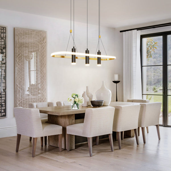 English Elm Javeriah 4-Light Dimmable Led Pendant Light - Modern Black/Gold Fixture For Kitchen & Dining Spaces T3177P284002