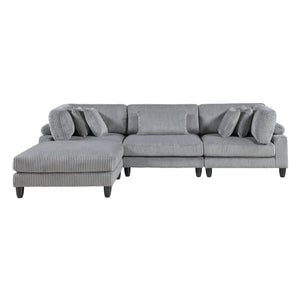 English Elm Living 4-Piece Modular Sectional Sofa Set in Corduroy Upholstery with Plush Cushions and Solid Wood Legs Gray 40 L x 40 W x 17.5 H B011S01559