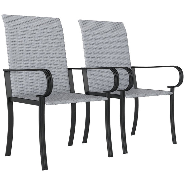 English Elm Outsunny 2 Piece Outdoor Pe Rattan High Back Armchairs with Deep Seat Patio Set W2225P485557