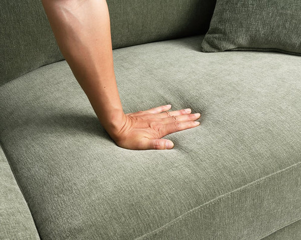 English Elm Olive Mid-Century Accent Chair with Walnut Trim, Tapered Legs & Soft Upholstery for Living Room B2741P396722