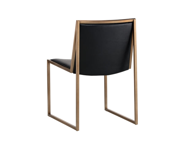 Sunpan Blair Dining Chair Set - Chic Antique Brass Frame with Luxurious Smooth Leather for Modern Spaces Cantina Black