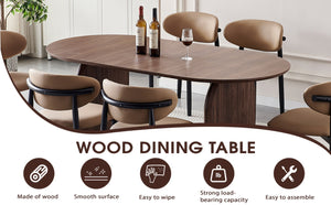 English Elm Wooden Modern Oval Dining Table - Stylish Double-Column Design For Family Gatherings & Work Spaces W3590P355169-GIGA