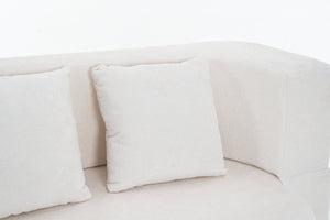 English Elm 3 Seater Convertible Sofa Bed with Chenille Upholstery and High-Density Sponge for Superior Comfort and Support Ivory T3903P379836