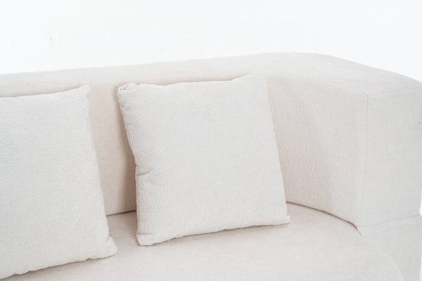 English Elm 3 Seater Convertible Sofa Bed with Chenille Upholstery and High-Density Sponge for Superior Comfort and Support Ivory T3903P379836