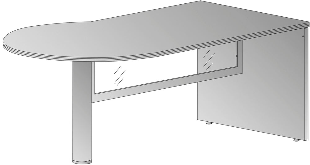 OSP Home Furnishings Kenwood P-top Tempered Glass Modesty Panel for Modern Office Privacy and Style Left KEN-41TLGM-MAH