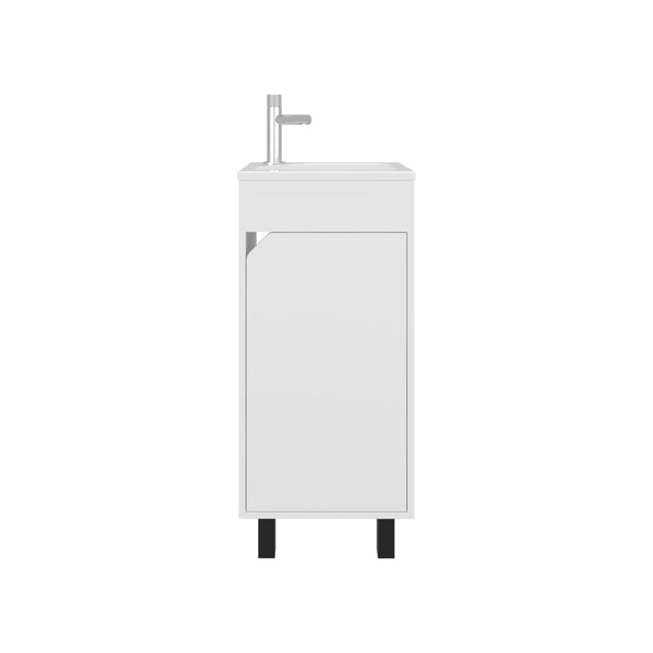 English Elm Bathroom Sleek Single-Door Vanity with Integrated Sink — Modern Minimalist Engineered Wood Storage, Durable & Eco-Friendly White 33.86 L x 18.9 W x 11.42 H B097P296886