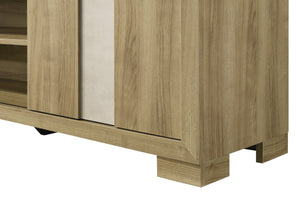 English Elm 1pc Modern Entertainment Console with Industrial Edge, Grey Wood Finish, Open Shelf & Two Drawers Driftwood 19.69 L x 75 W x 26.38 H B2741P295466