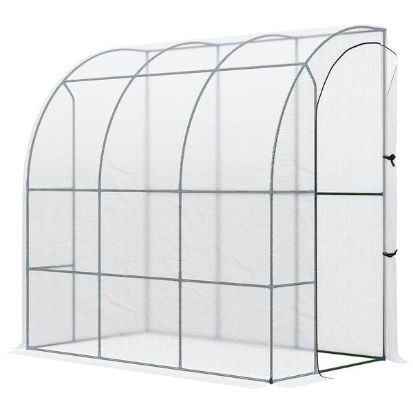 English Elm Outsunny Walk-in Lean-to Greenhouse with Pe Cover Roll-up Window and Ground Stakes W2225P217644