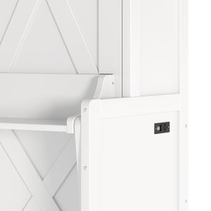 English Elm Queen Murphy Bed with Fold Down Desk Led Lighting and Usb Port for Home Office White W1580S00456